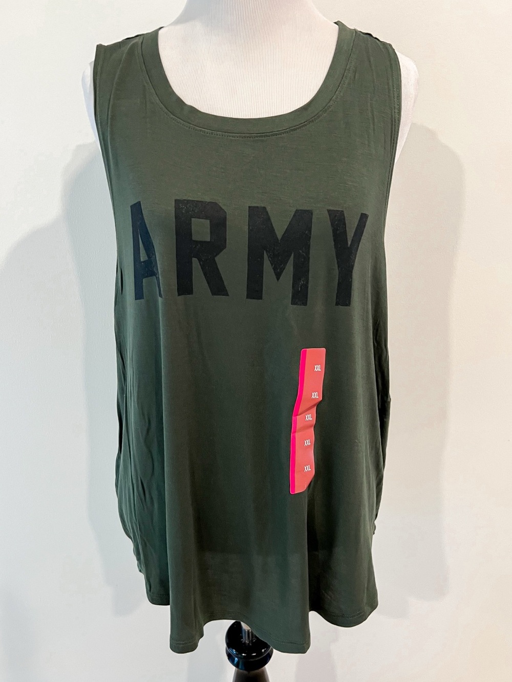 NWT US ARMY Green Graphic Tee Sleeveless Tank Top Womens Sz XXL